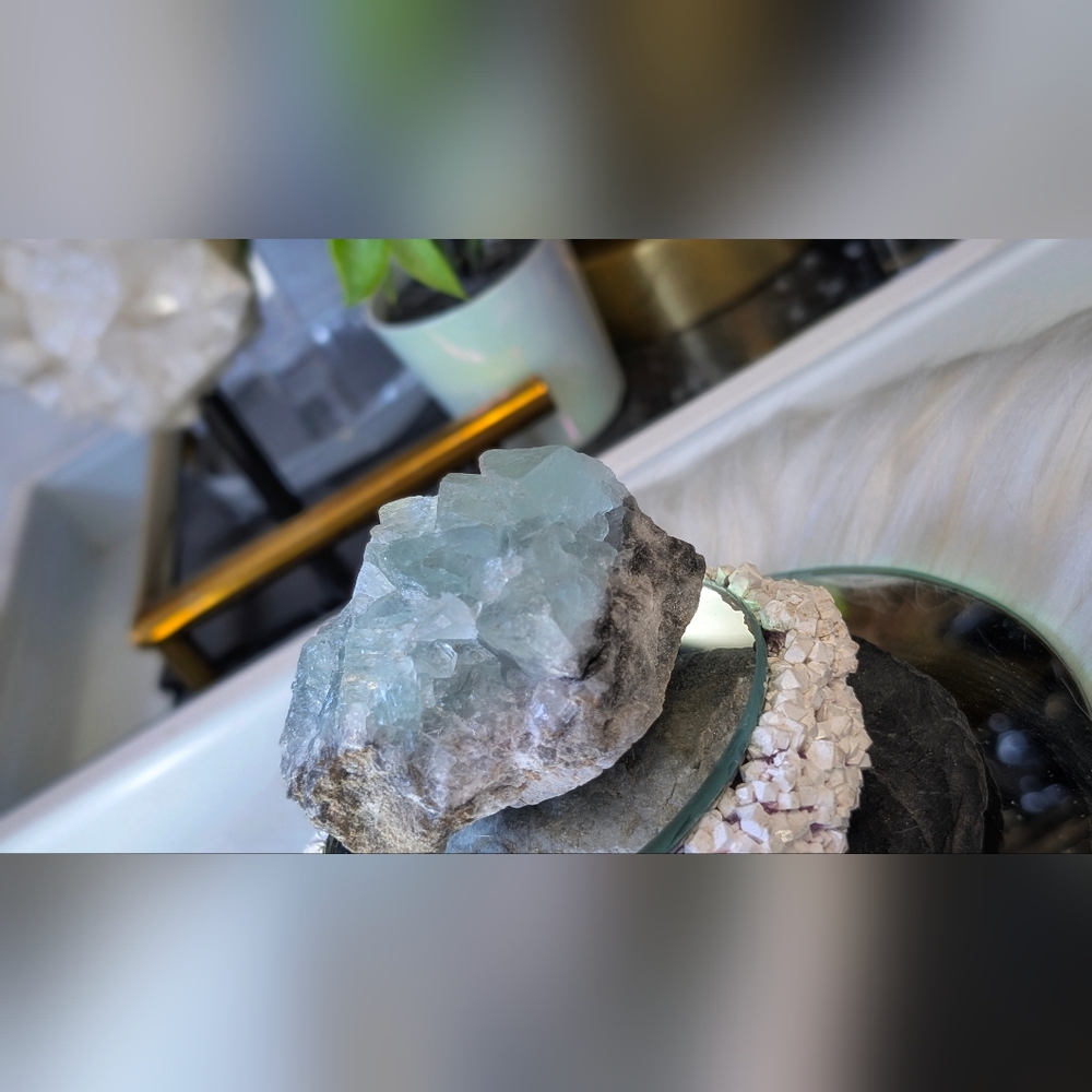 Green Fluorite Crystal Cluster